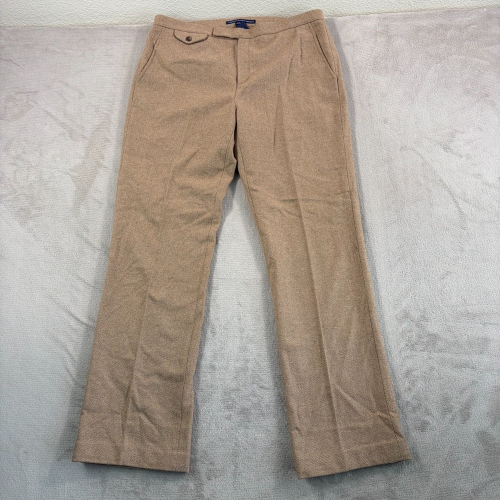 Vintage Ralph Lauren Sport Trouser Pants Women 14 in Brown Herringbone Wool